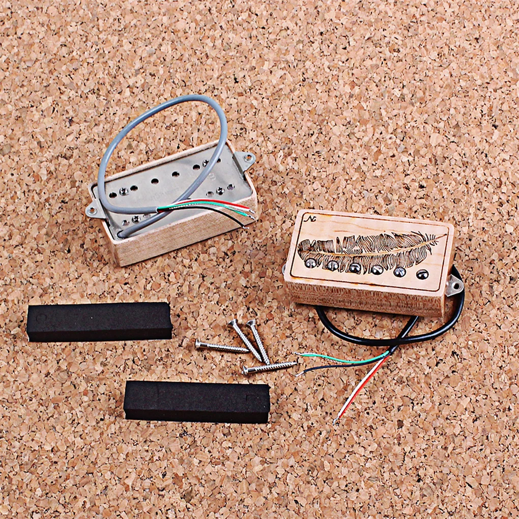 

2 Pack Bass Pickups Set Wood Humbucker Neck Bridge Pickup Accessories