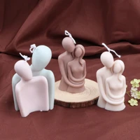 2 simple style couple statue silicone candle mold for diy handmade epoxy resin aromatherapy candle plaster ornaments mould