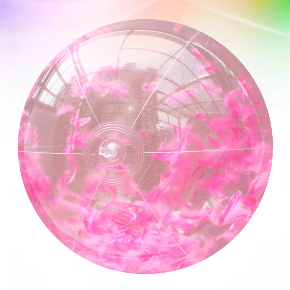 

Inflatable Ball Round Transparent Outdoor Indoor Water Playing Beach Ball (Pink, 40CM After Air Inflation, Contains A