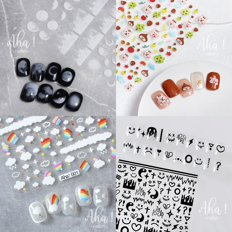 

1pcs 5D Embossed Multi Design Nail Sliders Stickers Black White Nail Art Decorations Transfer Decals DIY Nail Kawaii Accessories