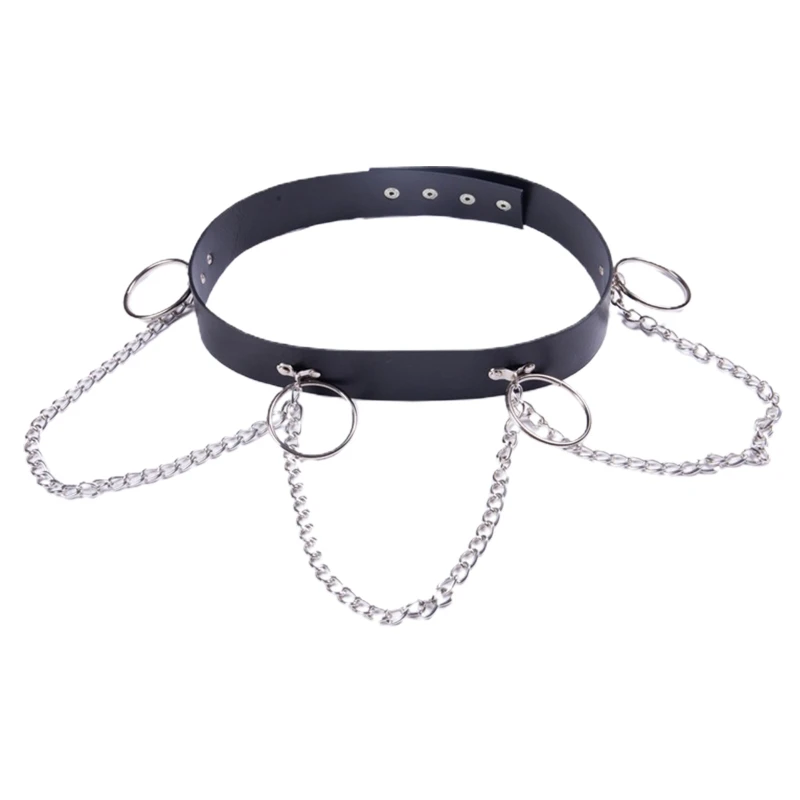 

MXMB Women's Waist Chain Belt Alloy and PU Leather Gothic Punk Waist Belt Adjustable