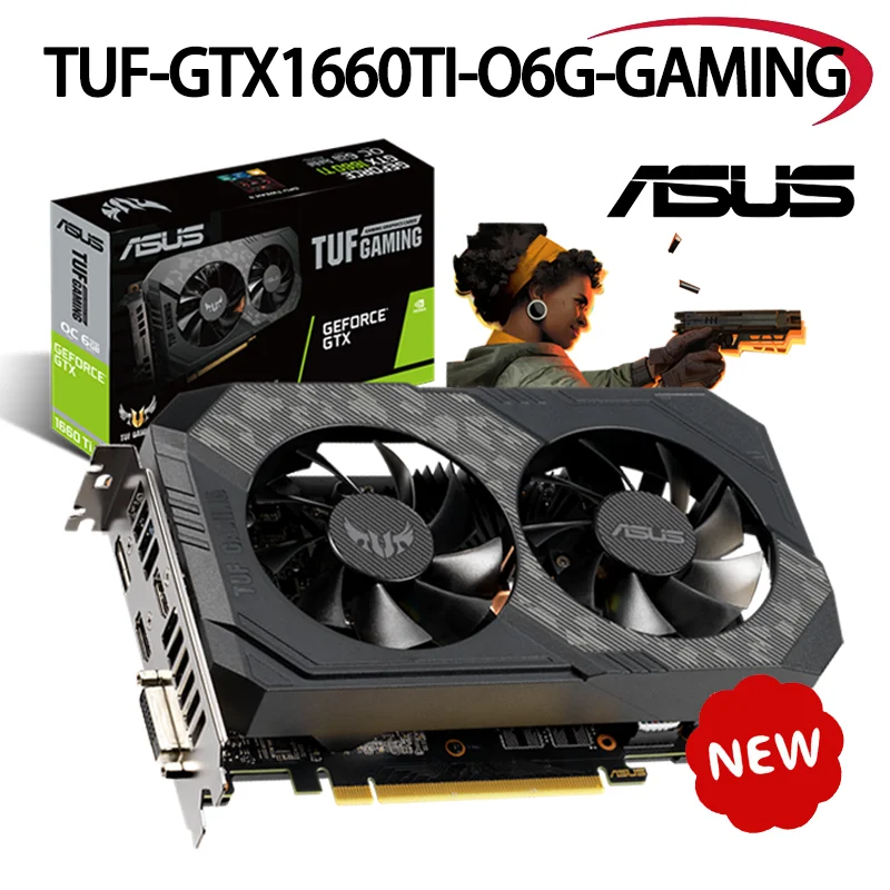 

Видеокарта ASUS TUF GTX1660TI O6G игровая GPU 1660 Ti GTX 1660 OC GDDR6 Nvidia видеокарты компьютеры игровые новые 12002 МГц 192 бит PCI Express 3.0 16X Официальная гарантия быстрая доставка