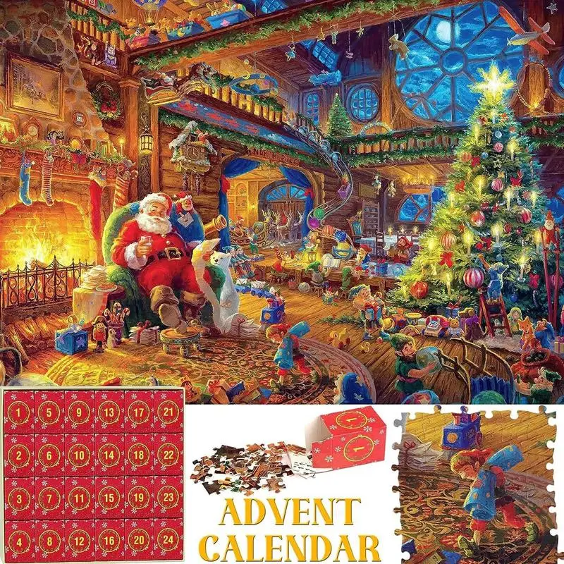 

Christmas Advent Calendar 2023 Santa Claus Jigsaw Puzzles toys 24 Days Countdown Family Party Surprise Gifts For Kids Boys Girls