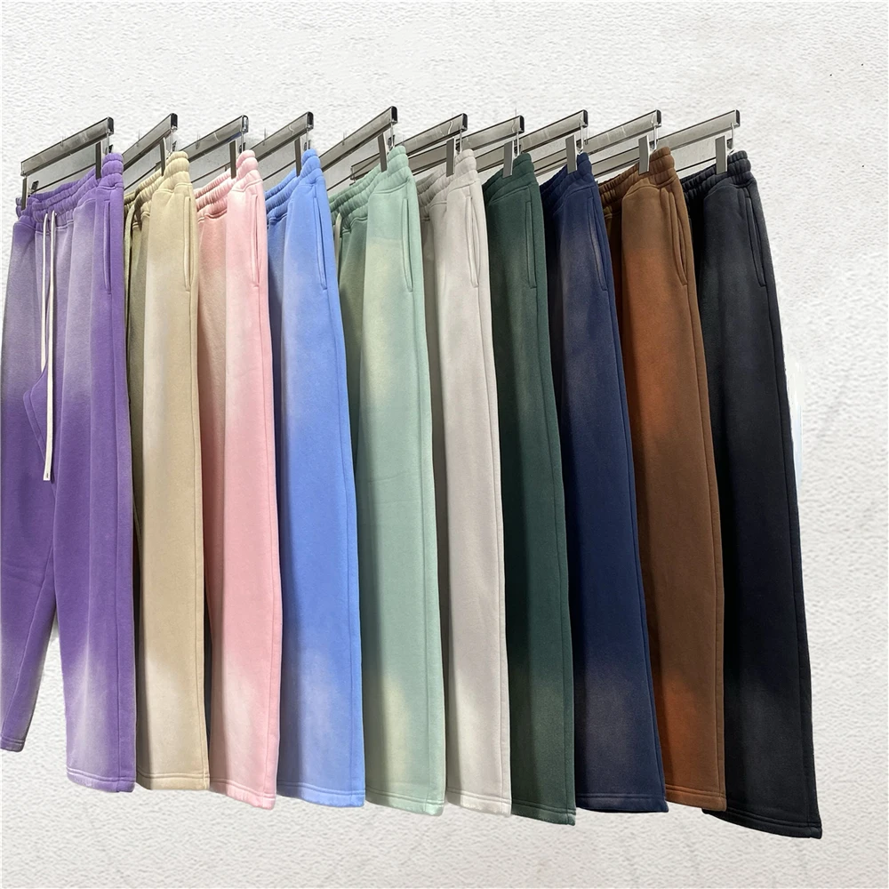 Спортивные брюки унисекс с градиентным рисунком флисовые теплые джоггеры тремя
