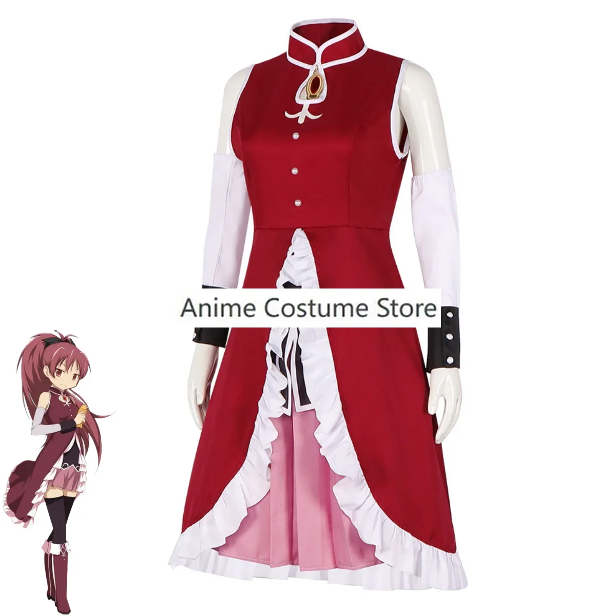 Женский костюм для косплея аниме Puella Magi Madoka Magica Sakura Kyouko красная боевая униформа