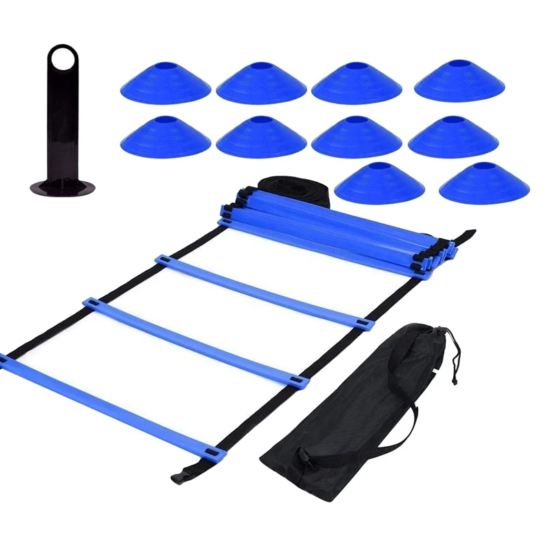 

ABGZ-Speed Agility Training Set Includes Agility Ladder With Carrying Bag 10 Disc Cones For Hurdles Training Football