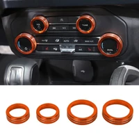 4pcsset red air condition switch knob trim cover aluminum alloy decor ring for ford bronco 2021 2022 red replacement part