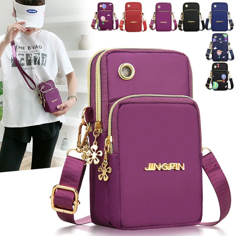 

Женские сумки через плечо с воздушным рисунком, модная женская сумка через плечо, сумка для сотового телефона с разъемом для наушников, 3-слойная сумка-кошелек
