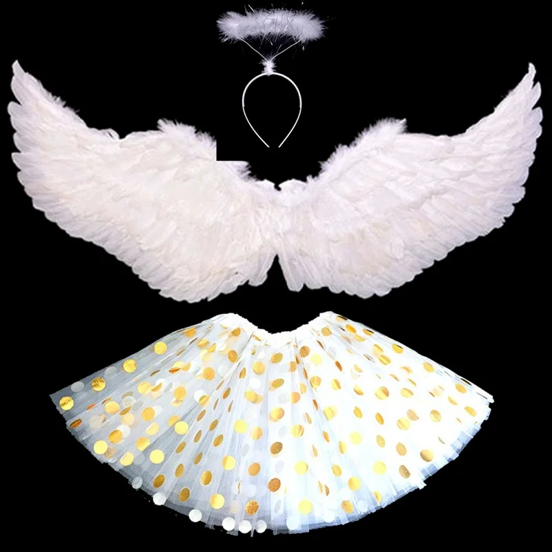 

Girls Kids Party Angel Wings Devil Costume Feather Wing Birthday Wedding Decor Black White Red Christmas Halloween Decoration