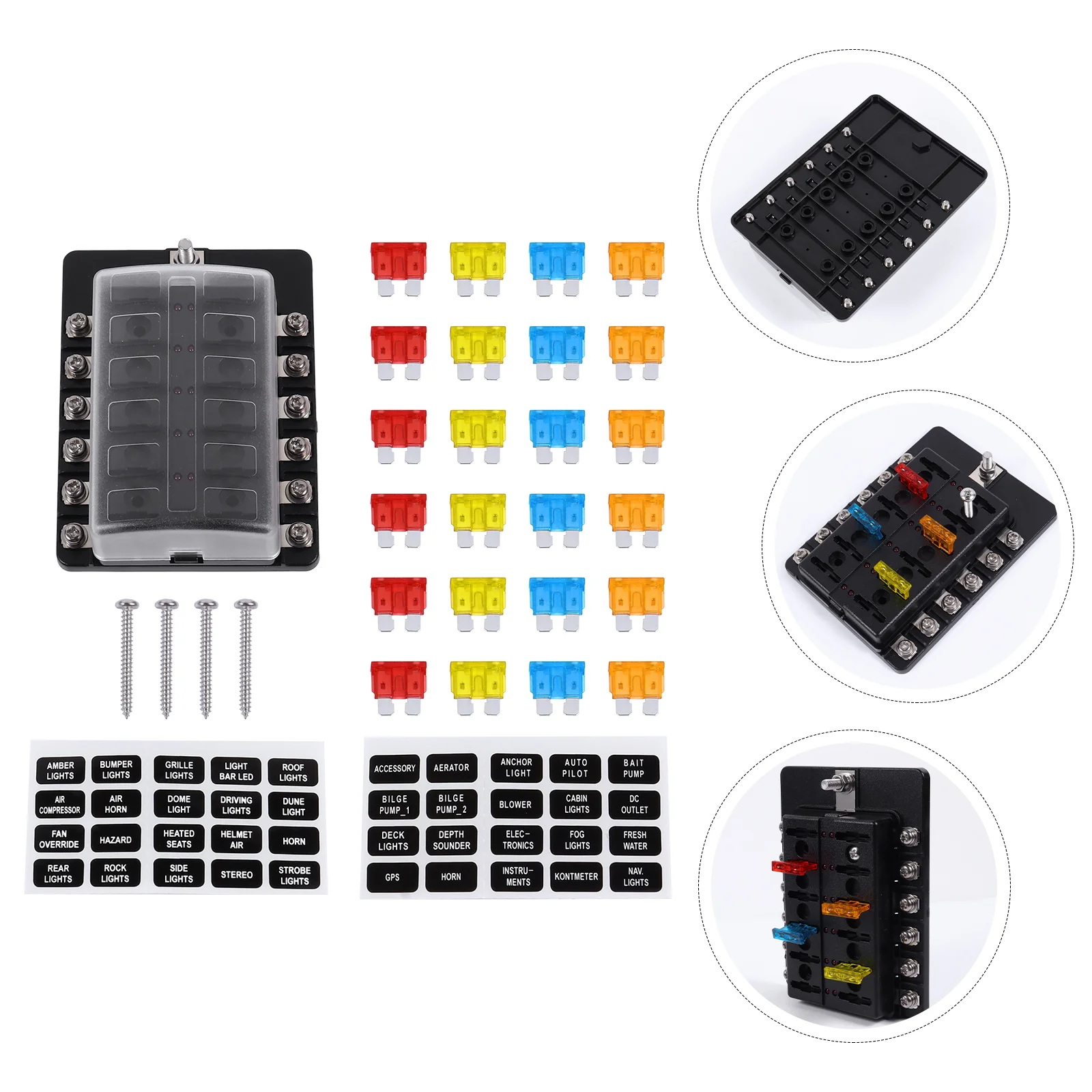

Durable Fuse Box 12 Ways Fuse Holder Car RV Universal Modified Fuse Box