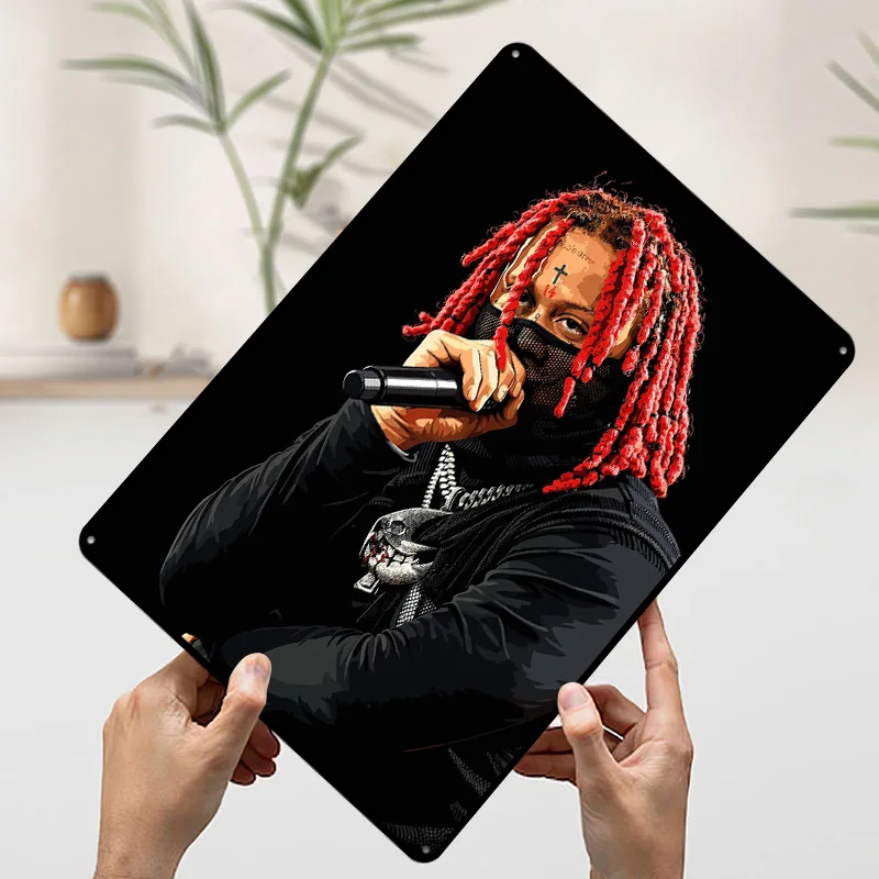 Фото Металлический постер Trippie Redd в стиле пиксель-арт, настраиваемая настенная ретро-табличка для декора дома и комнаты геймера №3