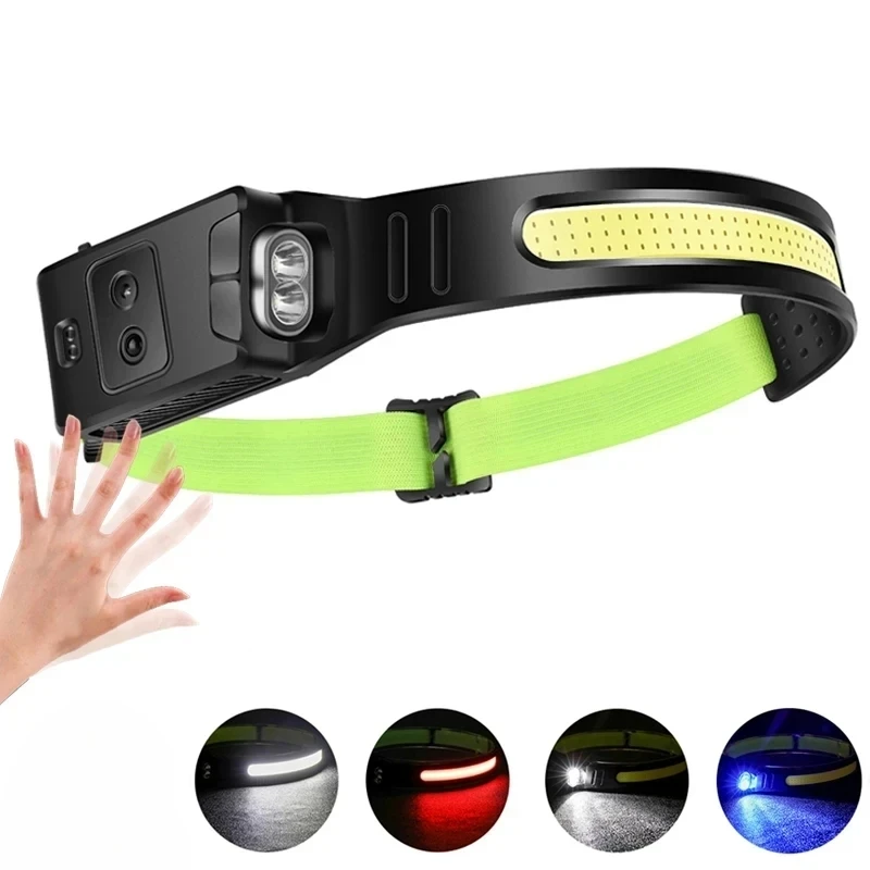 

KDULIT USB перезаряжаемый налобный фонарь COB синий/желтый свет 1200 мАч