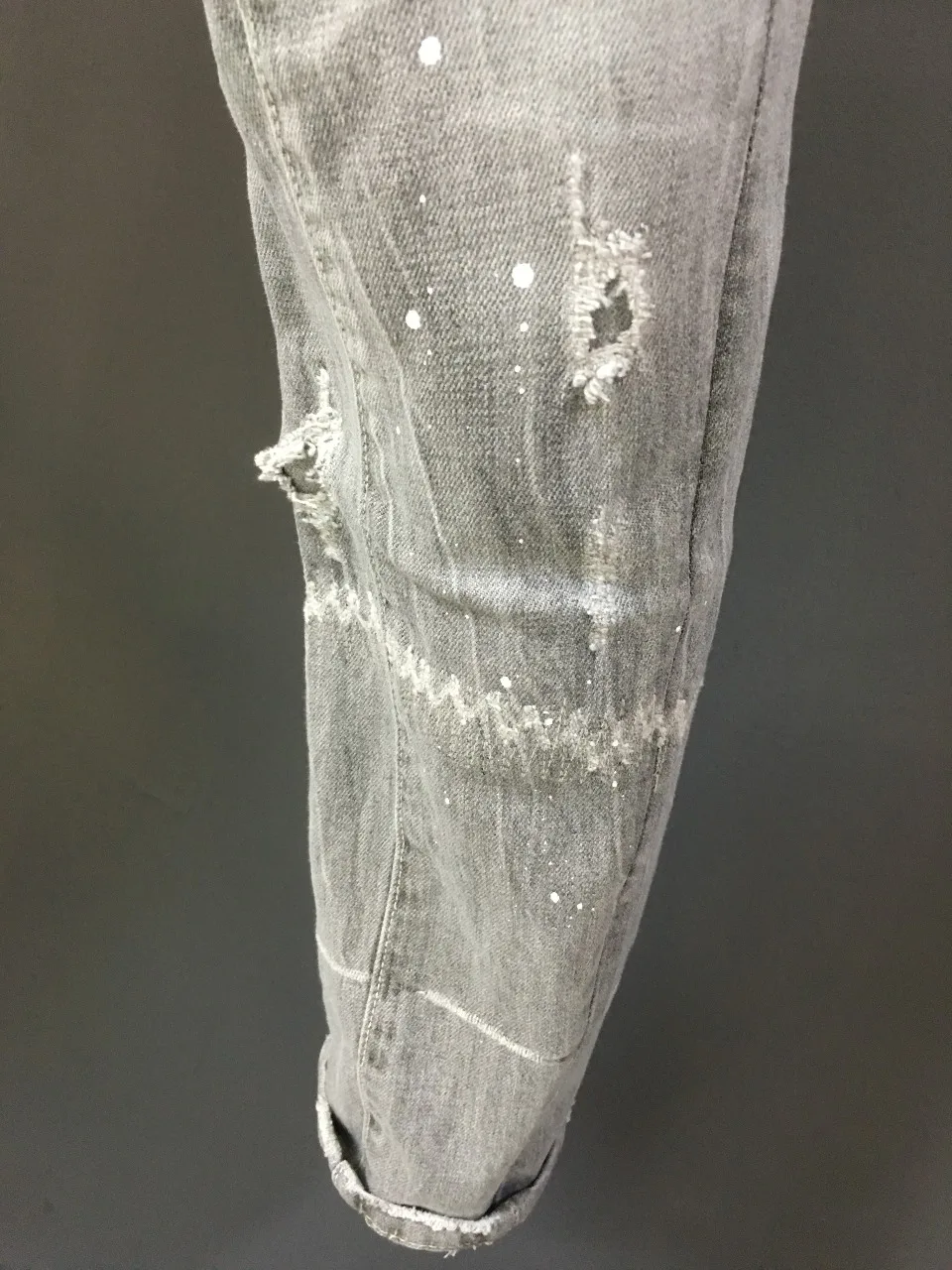 2023 Autumn/Winter D2 Jeans for Men's Wear Heavy Duty Washing, Printing, Speckled Ink Painting, Worn and Damaged Holes, Slightly