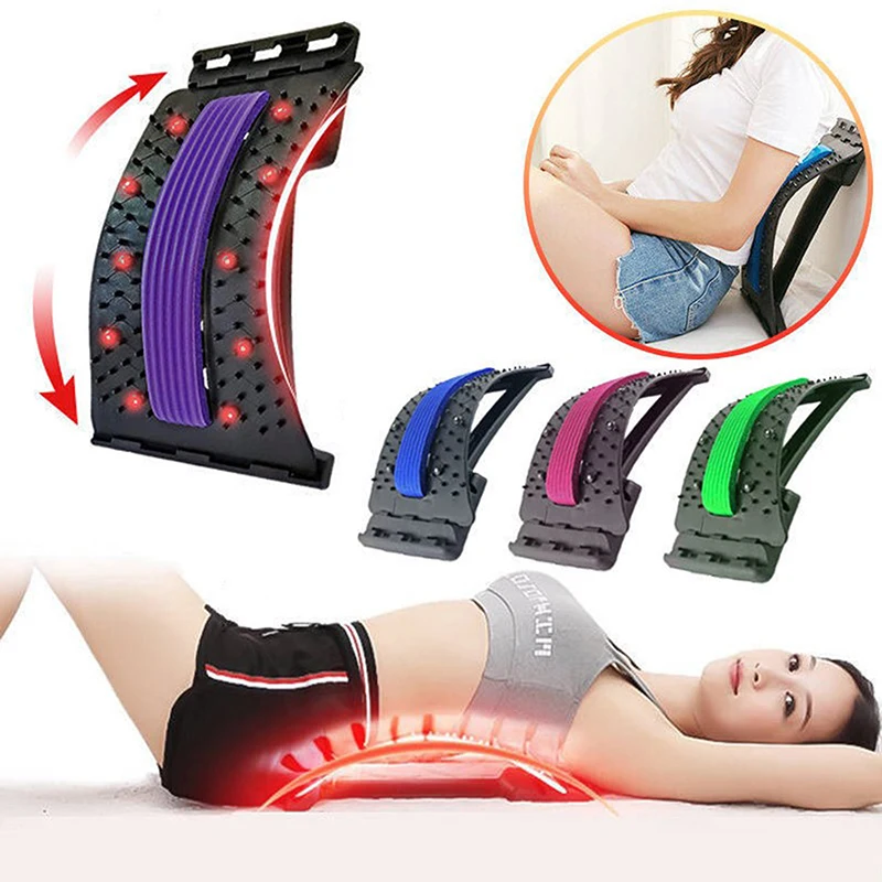 

1set Back Massager Waist Neck Fitness Cervical Spine Support Lumbar Pain Relief Back Stretcher Home Massage Equipment 4 Colors