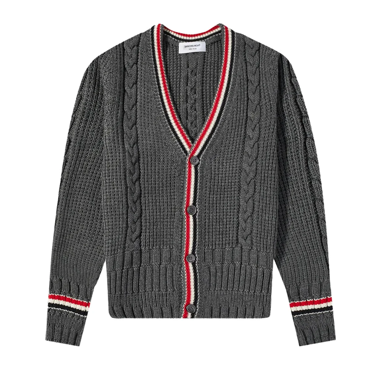 

TB Fashion Brand Thom Sweaters Women 4-bar Stripe RWB V-neck Cardigan Clothing Striped Cotton Wool Casual Coat England Style