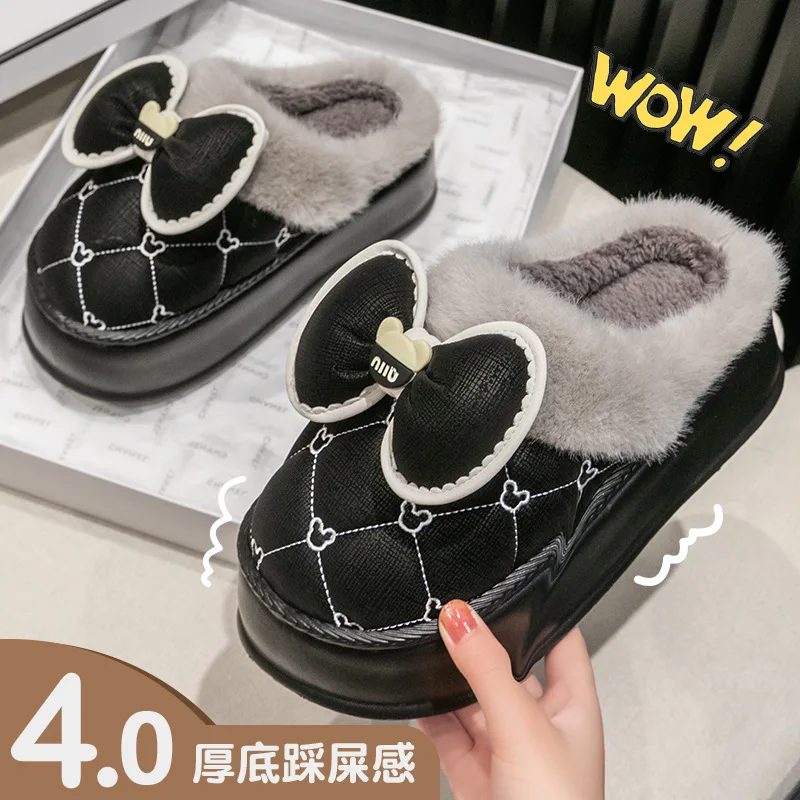 Сверхтеплые мягкие домашние тапочки с защитой от холода хлопковые туфли на