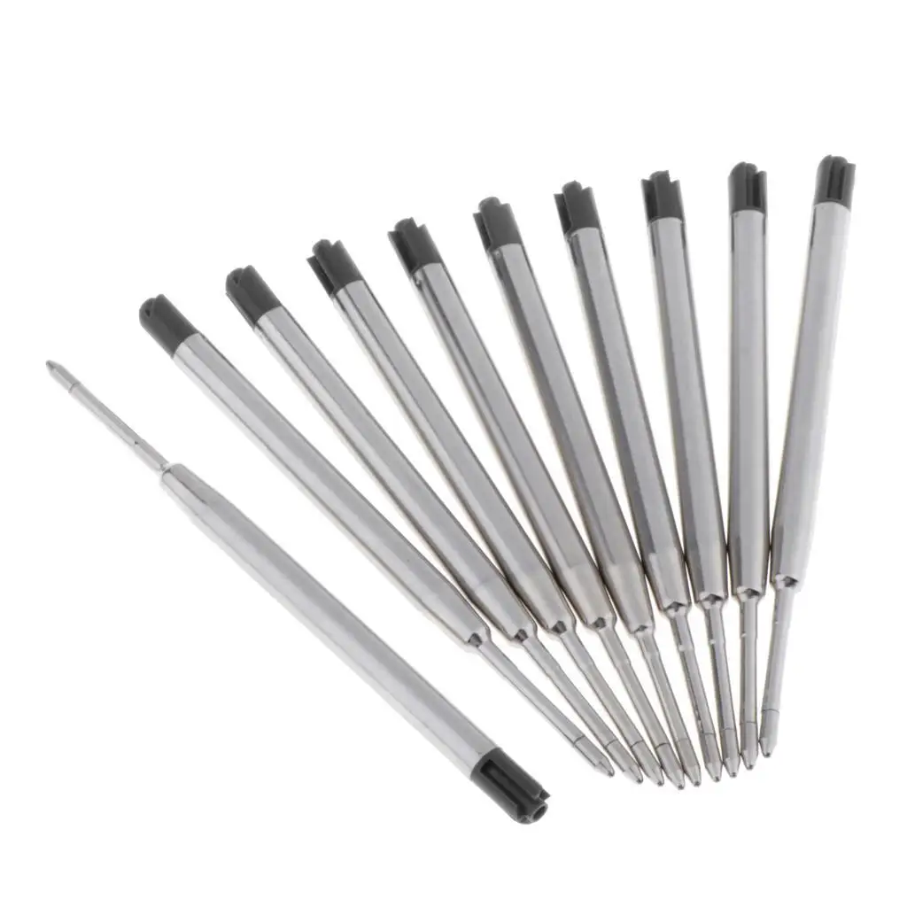 

10pcs Metal Ballpoint Pen Refills Ink Ball Point Pen Replacement Black Ink