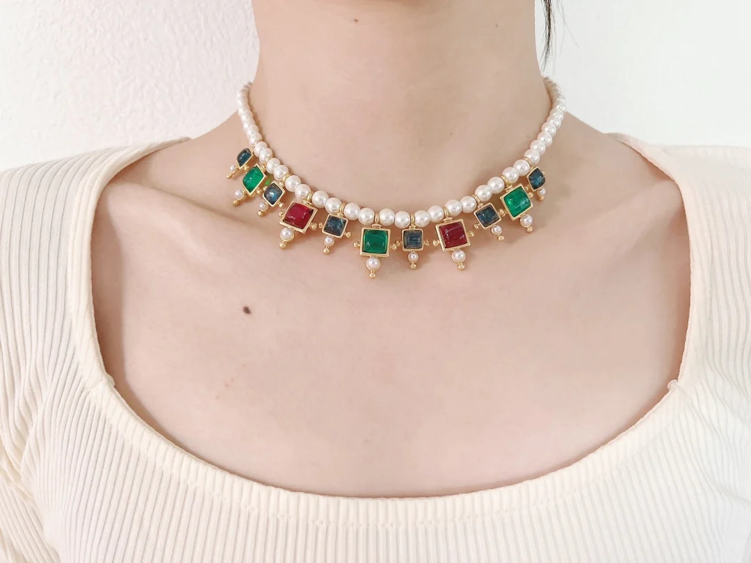 

Модные ювелирные изделия в египетском стиле, ожерелье с подвеской из жемчужного стекла