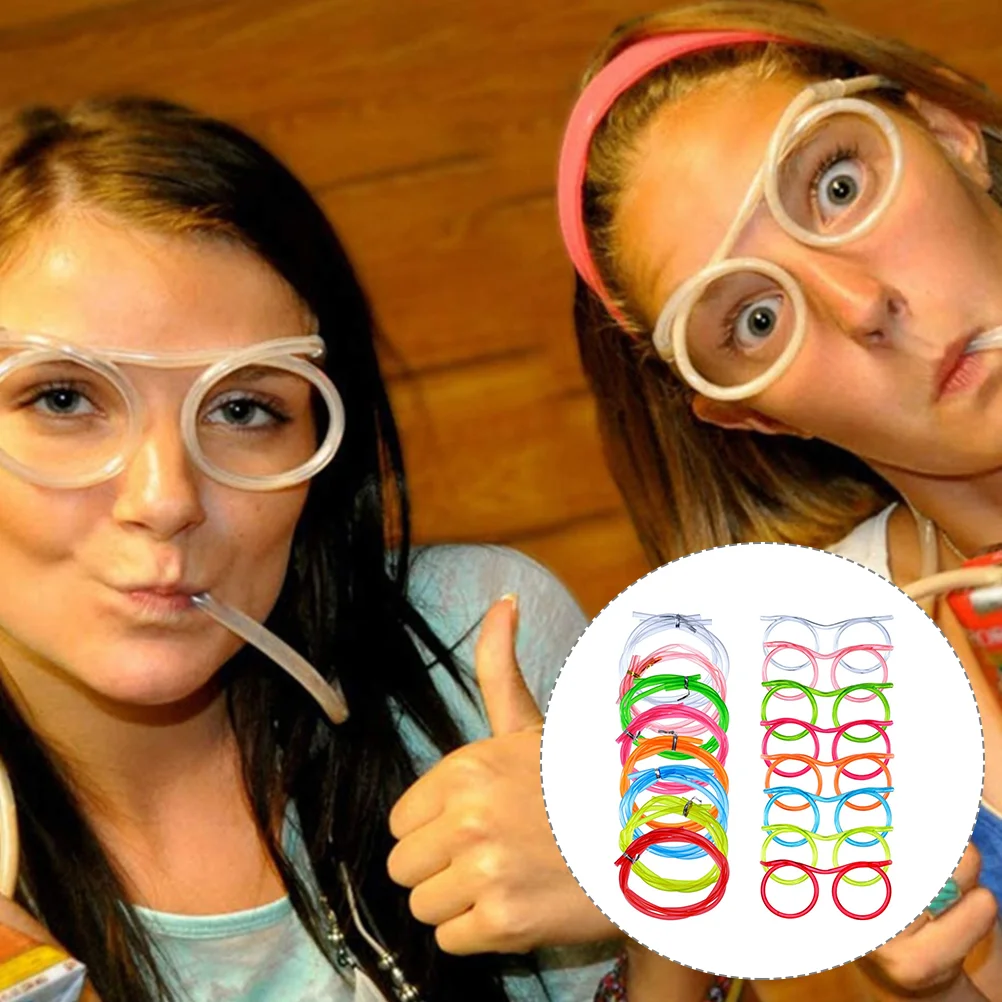 

Straws Straw Drinking Party Crazy Eyeglasses Glasses Funny Funky Drink Loop Silly Tube Cocktail Beverage Smoothie Novelty