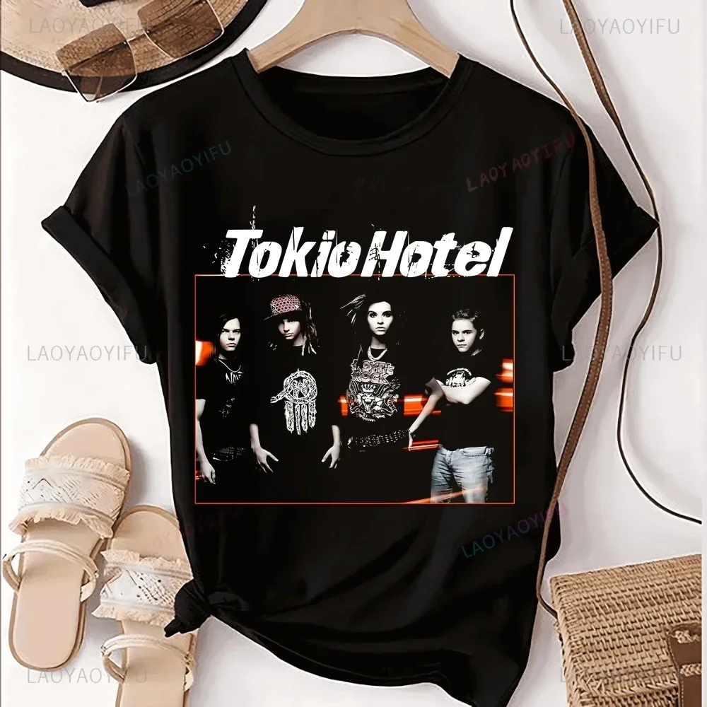 Фото Футболка с принтом немецкой рок-группы Tokio Hotel, топ Tokio Hotel Trend, рубашка унисекс с короткими рукавами в стиле Харадзюку, большая футболка с графическим рисунком №3