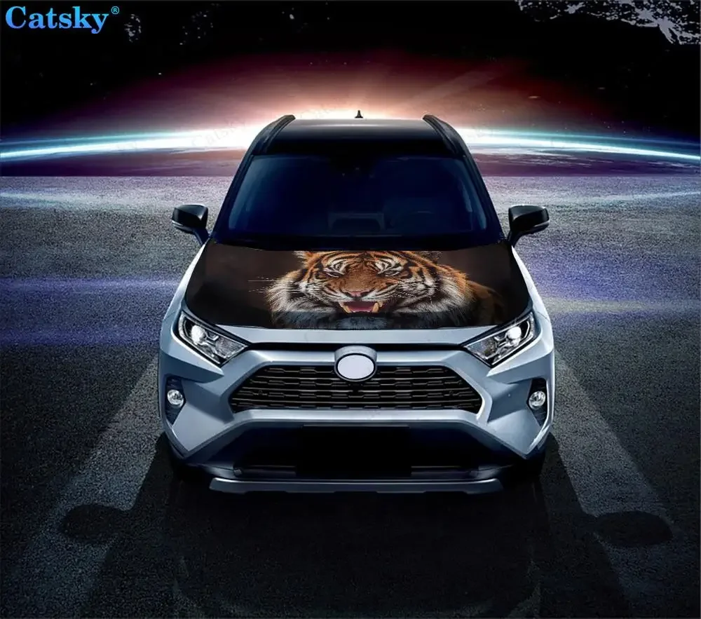 Свирепый тигр виниловые наклейки на капот автомобиля обернутые пленкой из ПВХ