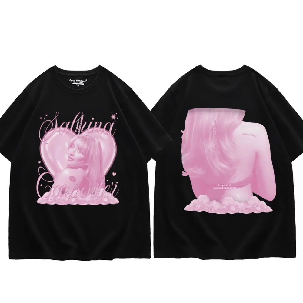 Двухсторонние футболки Sabrina плотника с графическим рисунком в стиле Харадзюку Y2k