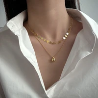 fashion ball double layered necklace trendy collarbone chain hip hop necklaces jewelry gift for women