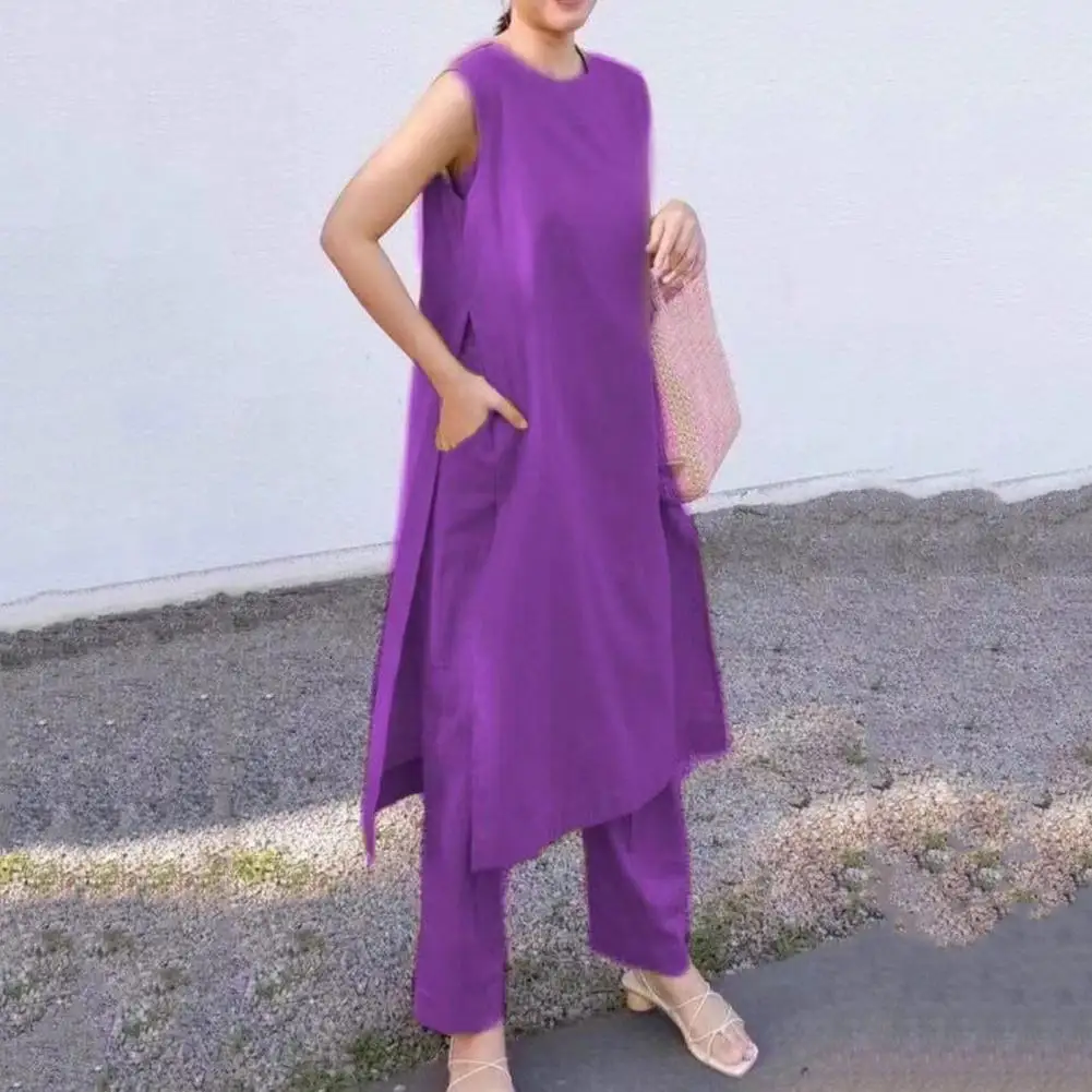 

2 Pcs/Set Chic Wide Leg Wide Leg Top Trousers Suit Women Outfit Set Cool Loose