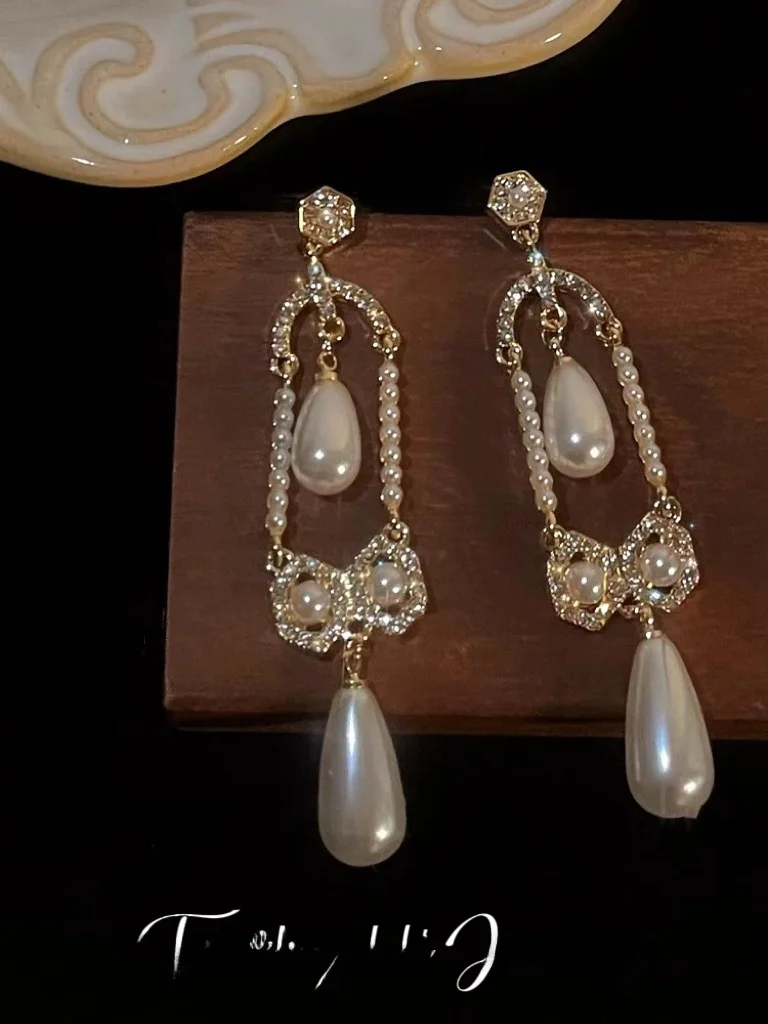 Элегантные жемчужные серьги Angel Bell French sle Palace Sle длинные высококачественные