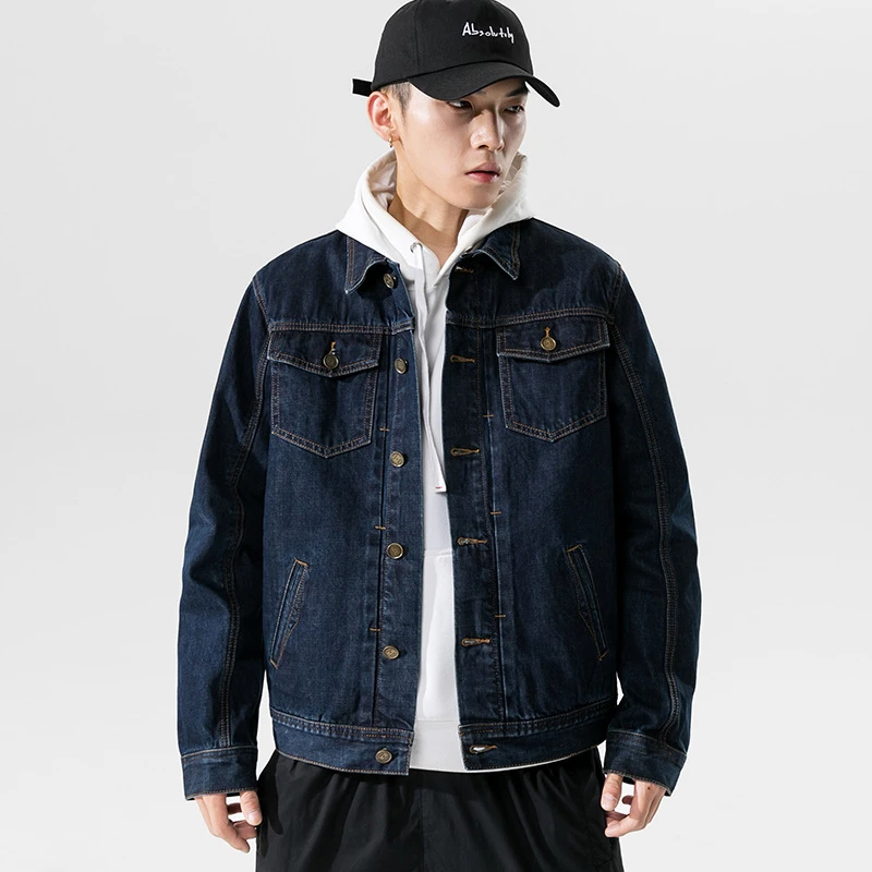Мужская джинсовая куртка Новинка весна-осень 2022 Стильная мужская мотоциклетная