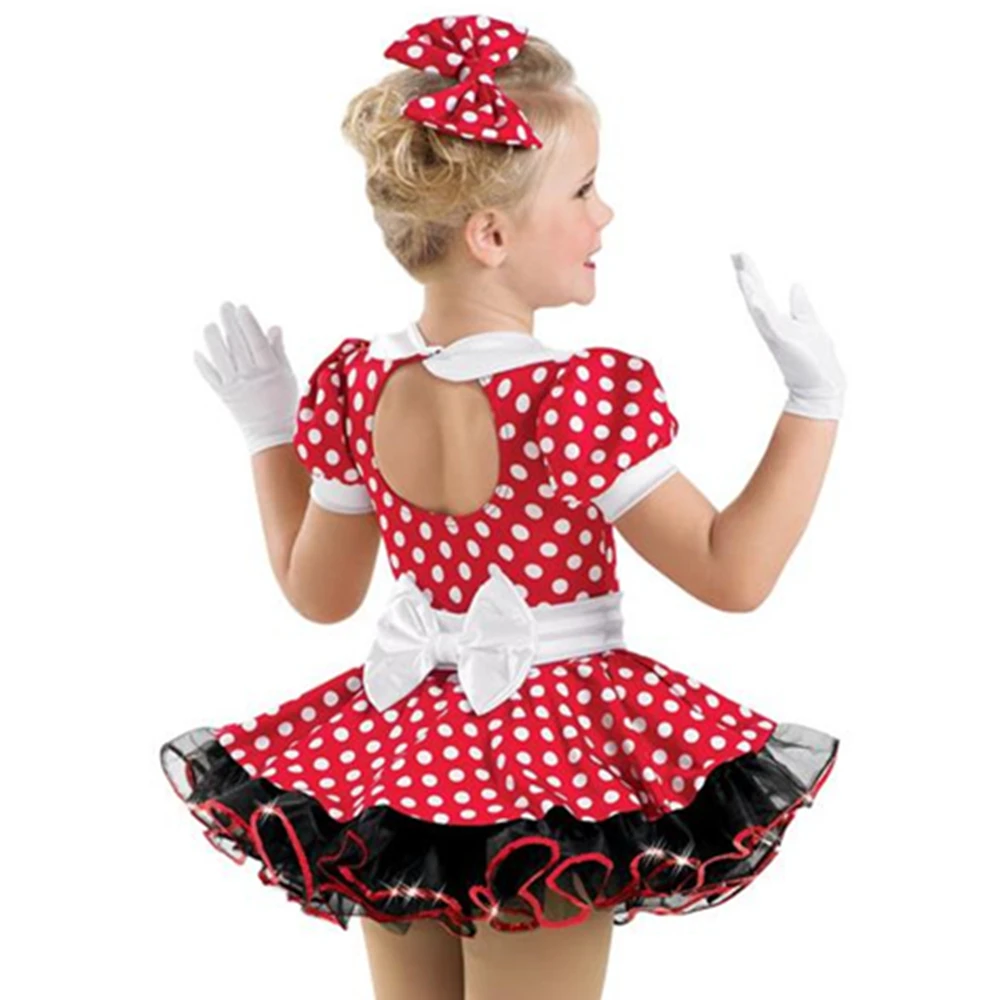 

Adorable Red & White Polka Dots Dress Cute Dance Costume for Girls Hairbow Included
