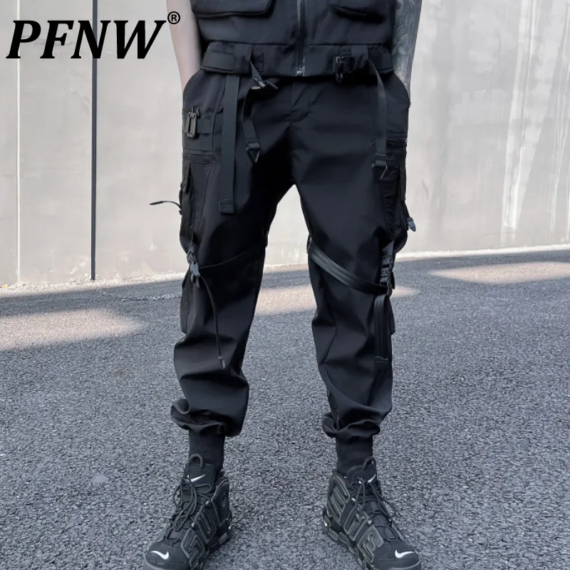 

PFNW Spring Autumn New Men's Darkwear Overalls Techwear Handsome Pencil Pants Solid Color Youth Safari Style Trousers 12A8149
