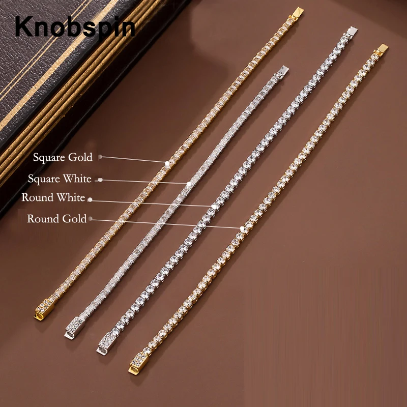 

Knobspin 100% 925 Sterling Silver Chains Luxury Designer Round Square Bracelets Wedding Accessories For Women Girls Fine Jewelry