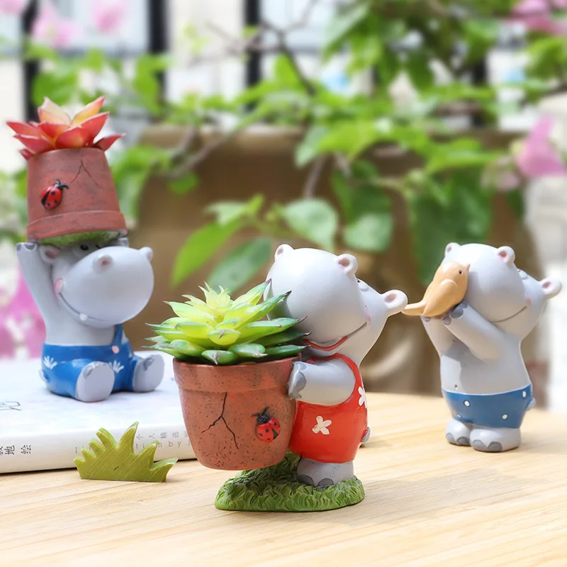 Цветочные горшки из смолы с мультяшными картинками мистер и миссис хиппи