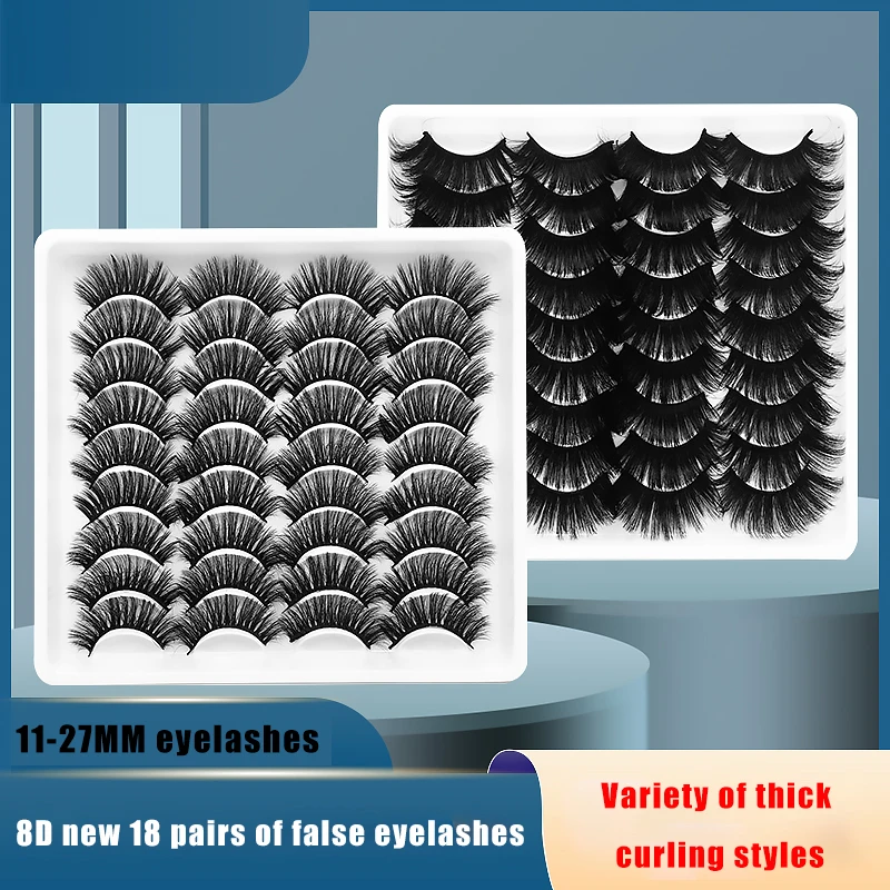 

18 Pairs False Eyelashes Mink Hair Natural Thick Long Eyelashes Dramatic False Eyelashes Set Makeup Lengthen Eyelashes Extension