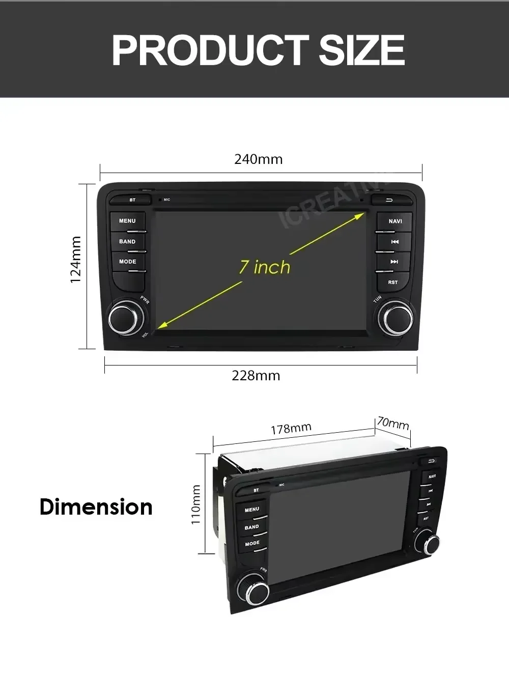 Фото Автомобильная магнитола на Android 15 для Audi A3 8P 2003-2012, 7 дюймов, 1024*600, Carplay, Auto, мультимедиа, стерео, GPS-навигация, интеллектуальная, 8-ядерная, IPS, HU, 4G. №5