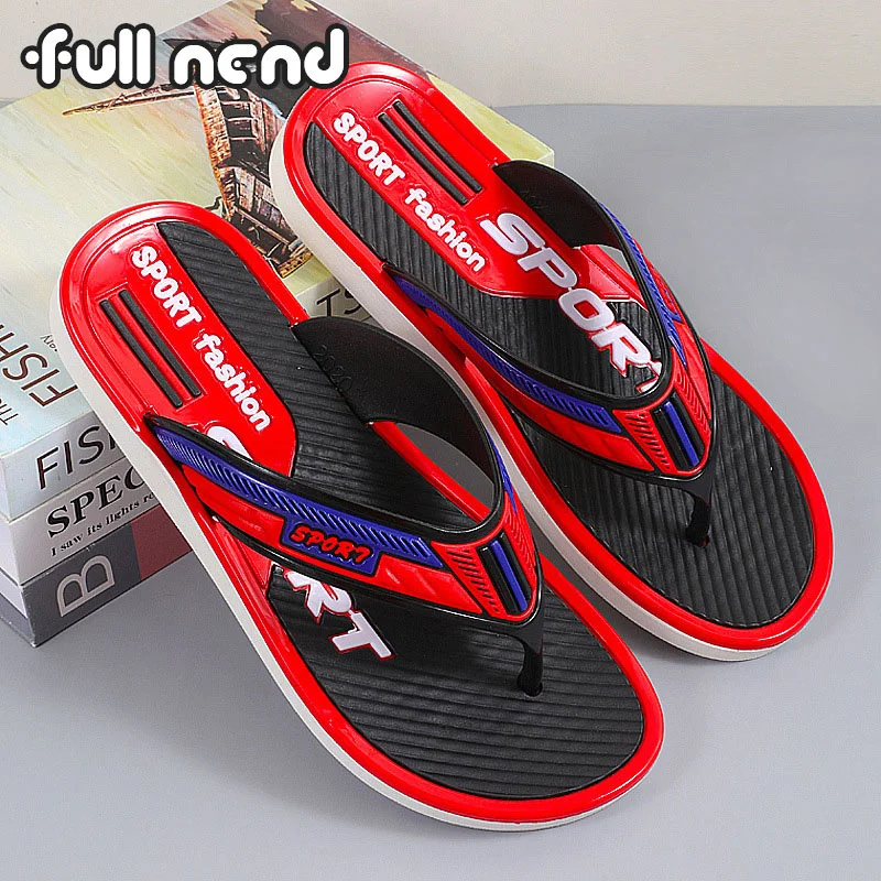 

2023 New Summer Casual Youth Slipper Men Fashion Colorblock Beach Non-Slip Cool Outside Flip Flops Breathable Open Toe Sandals