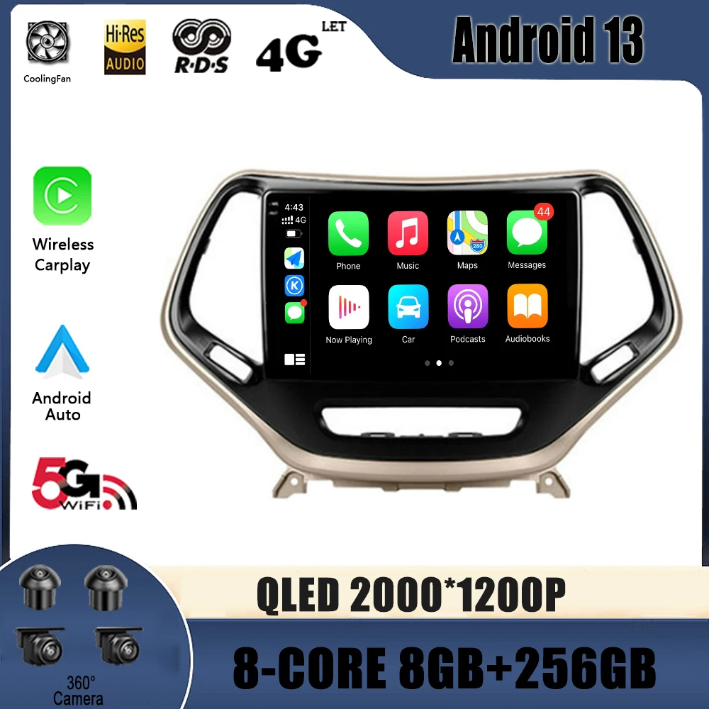 

Android 13 для Jeep Cherokee 5 KL 2014 - 2018 автомобильное радио, мультимедийный видеоплеер, навигация 4G GPS No 2din 2 din dvd
