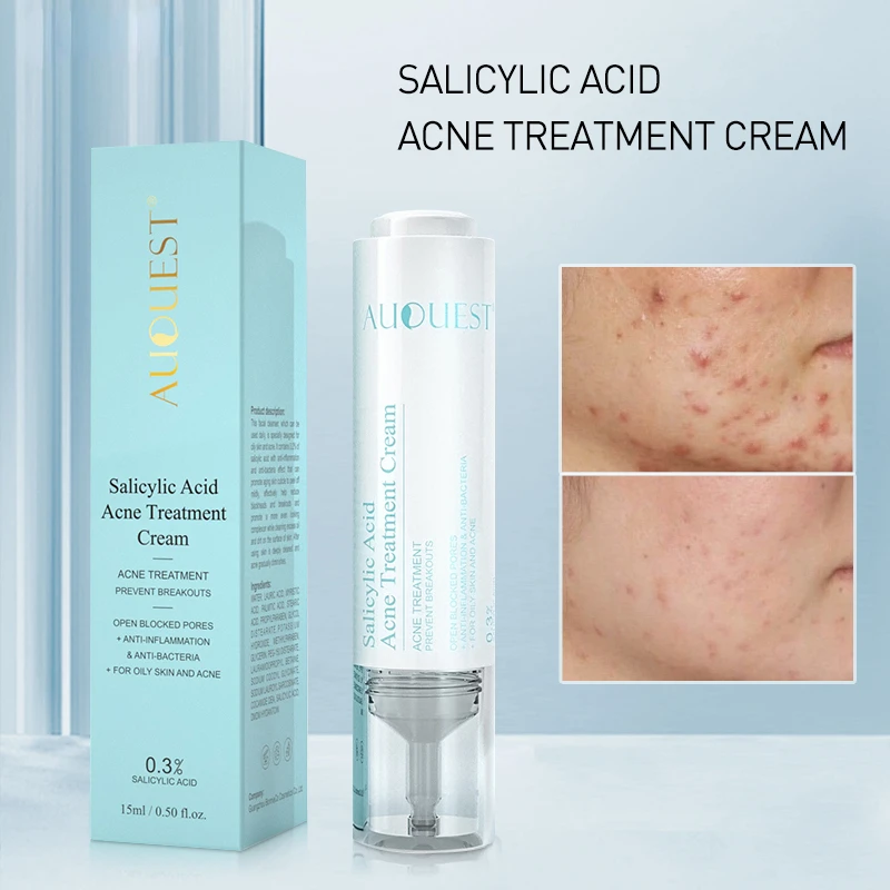 Salicylic Acid Acne Treatment Face Cream Oil Control Whitening Cream Shrink Pores Repair Skin Serum Remove Blackheads Skincare