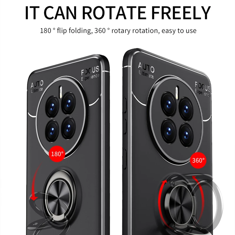 For Huawei Mate 50 Case Cover Huawei Mate 50 Pro Capas New Phone Back Bumper TPU Soft Ring Magnetic Holder Fundas Huawei Mate 50