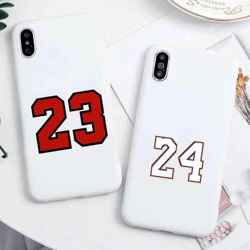 

Basketball Football 23 24 7 10 Phone Case For iphone 13 12 11 Pro Max Mini XS 8 7 6 6S Plus X SE 2020 XR Candy white Silicone
