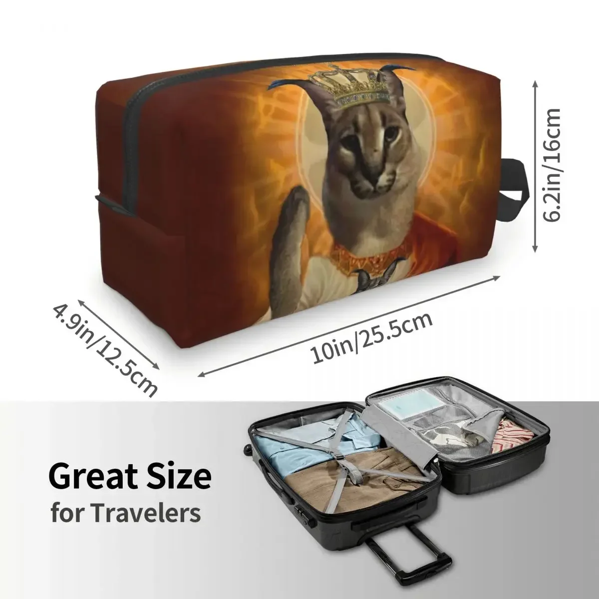 Большая косметичка Saint Meme Floppa Женская милая большой вместимости фотокосметичка