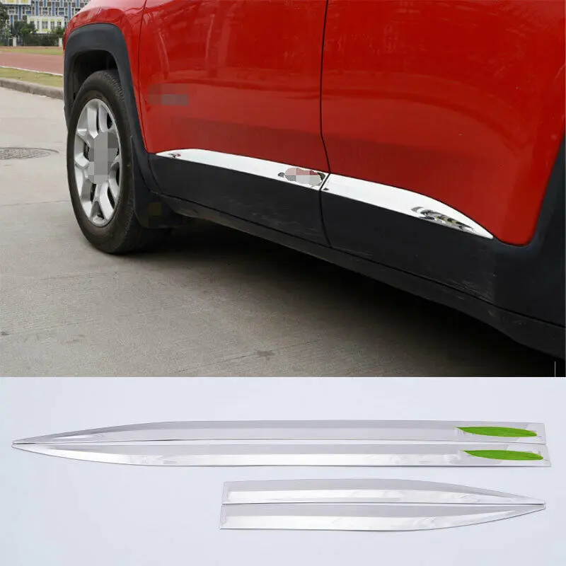 

Fit For Jeep Renegade 2015-2020 Chrome Steel Car Body Side Door Cover Trim 4pcs