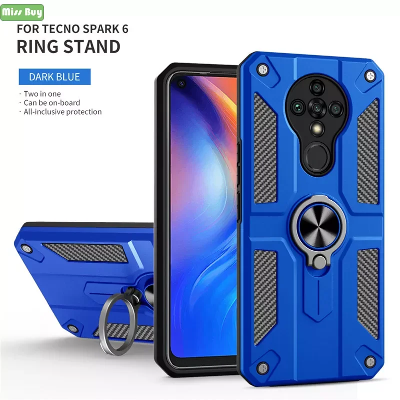 

For Tecno Spark 6 GO TPU+PC Armor Shell Ring Stand Car Shock Proof Phone Cases For Tecno Pop5 Camon 16 Premier Camon 17 Pro