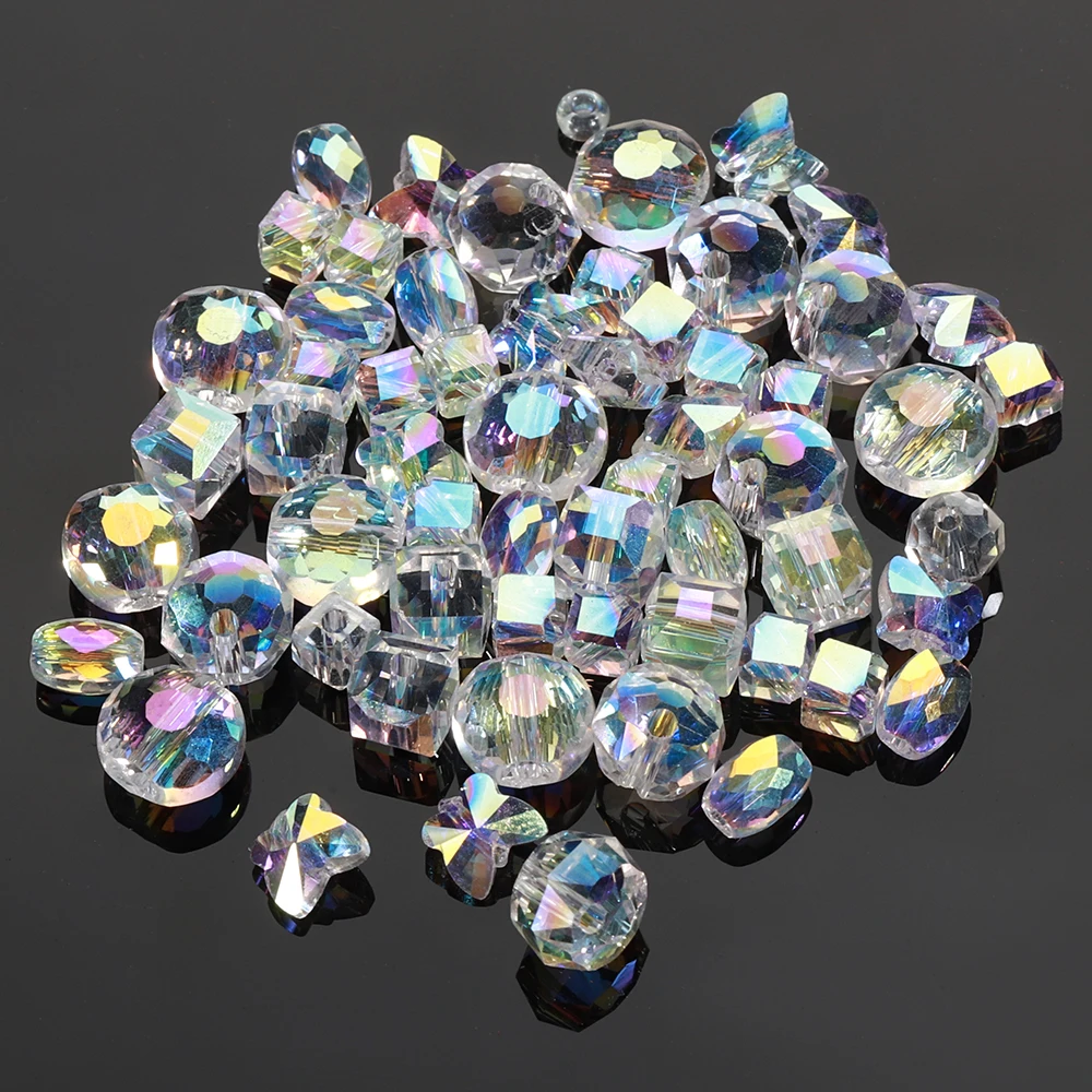 

60-95pcs Crystal Glass Beads Transparent AB Color Star Butterfly Heart Faceted Glass Beads for Jewelry Making DIY Wholesale