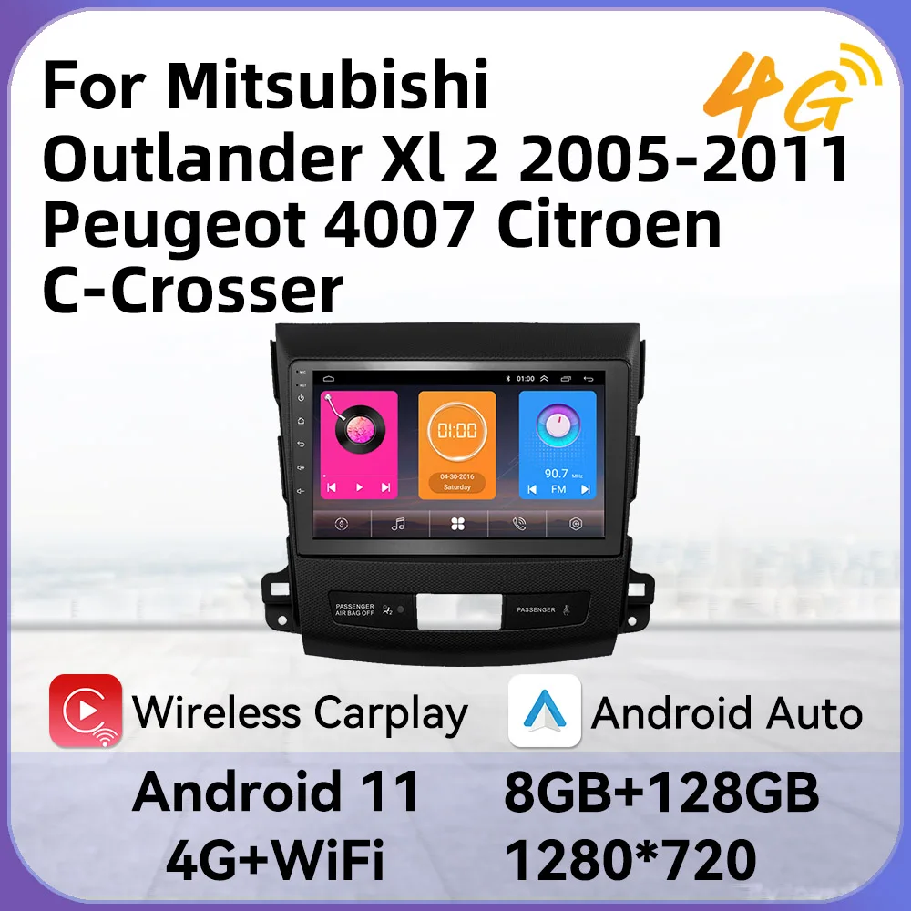 

Carplay Stereo for Mitsubishi Outlander Xl 2 2005-2011 Peugeot 4007 Citroen C-Crosser 2 Din Android Car Radio Multimedia Player