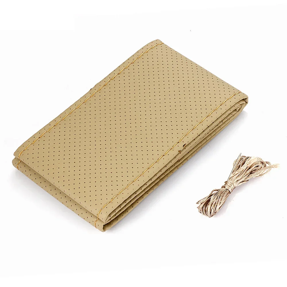 

Кожаный чехол на руль автомобиля 38 см, автомобильная оплетка на руль, универсальный чехол на руль, аксессуары для интерьера