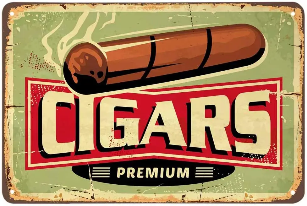 

AOYEGO Cigars Shop Tin Sign, Vintage Metal Tin Signs for Cafes Bars Pubs Shop Wall Decorative Funny Retro Signs for Men Women