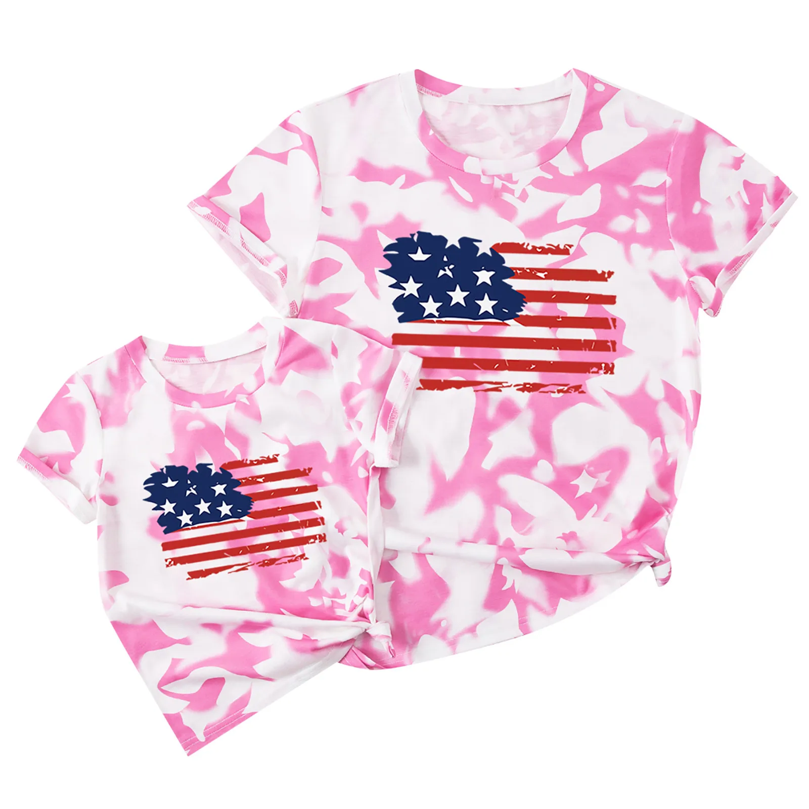 

Women Print Tshirt Casual Loose Short Sleeve O Collar T-shirt Parent-child Wear Tee (mother's Wear) Female Clothes