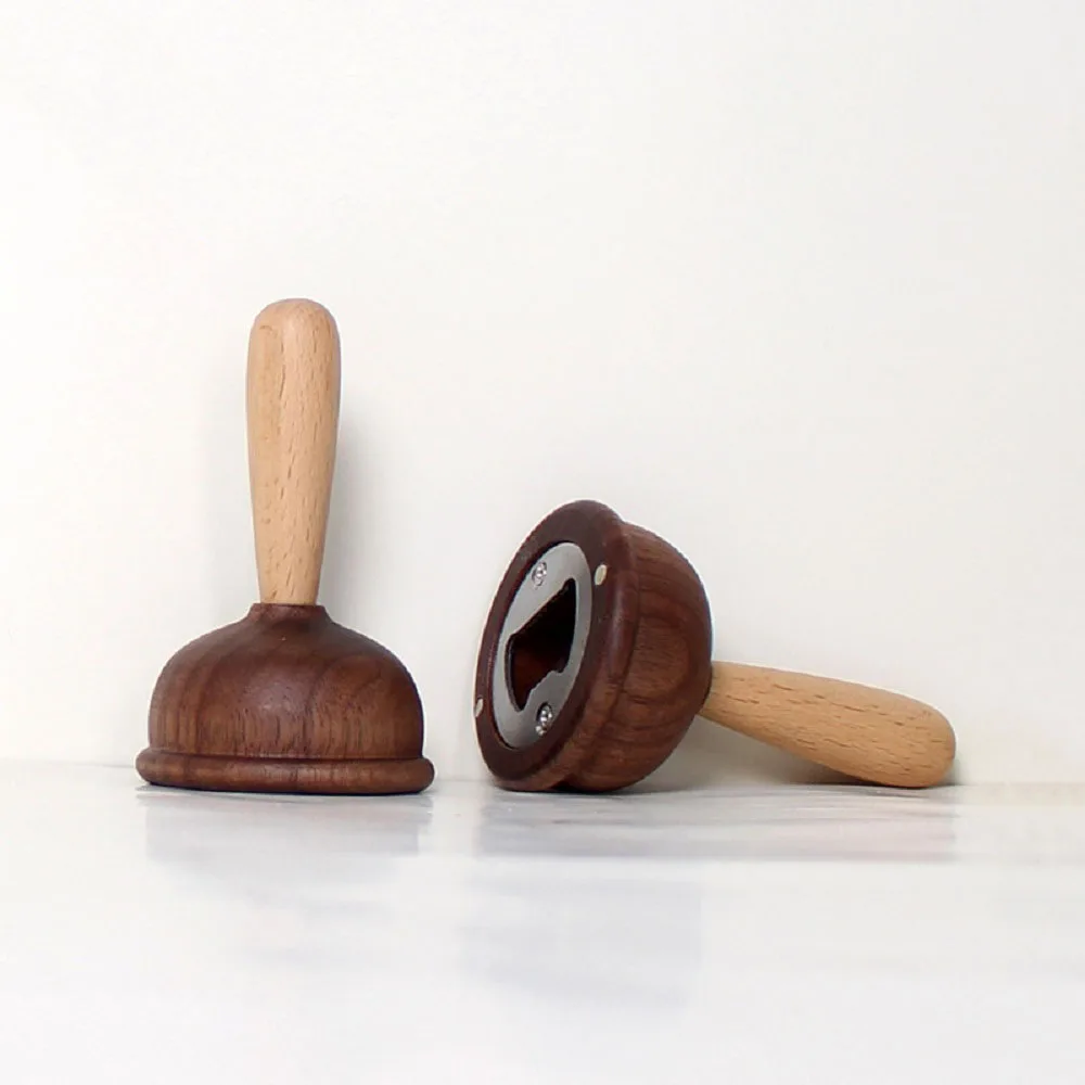 

Magnetic Beer Opener Wood Cute Toilet Plunger Bottle Opener 2 in 1 Refrigerator Sticker Kitchen Gadgets